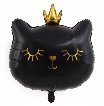Балон фолио Коте с корона, черно
