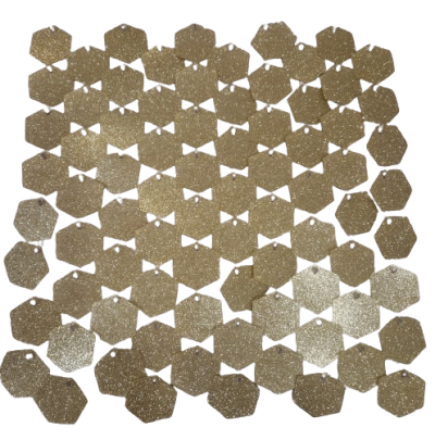 Комплект 50 пана за пайетена фонова стена с прозрачен гръб, 30*30см, шестоъгълни плочки ЗЛАТО