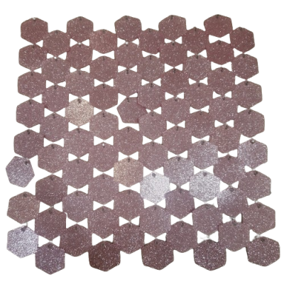 Комплект 100 пана за пайетена фонова стена с прозрачен гръб, 30*30см, шестоъгълни плочки СВЕТЛО РОЗОВО