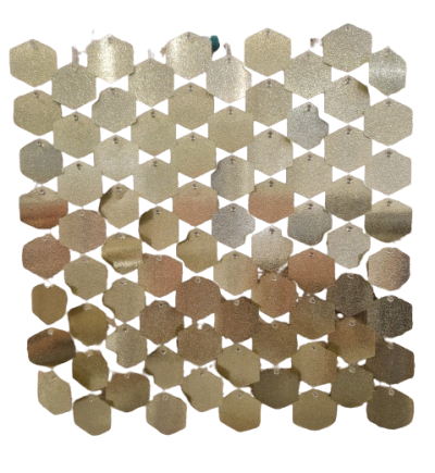 Комплект 100 пана за пайетена фонова стена с прозрачен гръб, 30*30см, шестоъгълни плочки СВЕТЛО ЗЛАТО