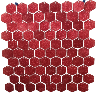 Комплект 50 пана за пайетена фонова стена с прозрачен гръб, 30*30см, шестоъгълни плочки ЧЕРВЕНО