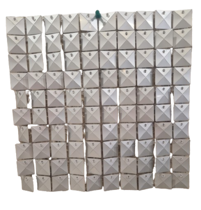 Комплект 50 пана за пайетена фонова стена с прозрачен гръб, 30*30см, плочки СРЕБРО МАТИРАНО