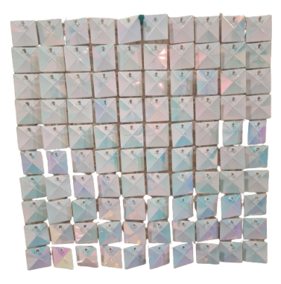 Комплект 50 пана за пайетена фонова стена с прозрачен гръб, 30*30см, плочки ХОЛОГРАМНО ПРЕЛИВАЩО КЪМ СИНЬО