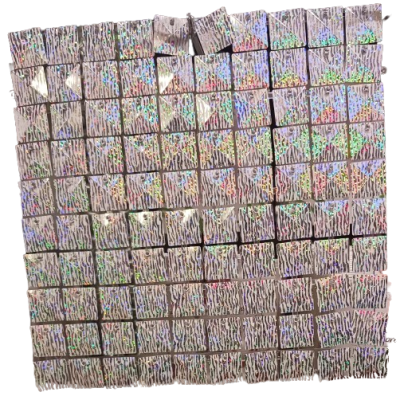 Комплект 100 пана за пайетена фонова стена с прозрачен гръб, 30*30см, плочки СРЕБРО ЗЕБРА