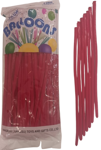 Моделиращи балони Tropic fire ПАСТЕЛ 100бр/пак., D4, червено