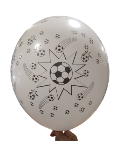 Балони с печат футболни топки, различни цветове, микс в пакет - 30см, 100бр.