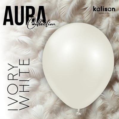 Кръгли балони Kalisan 12" Aura Ivory White 50бр.