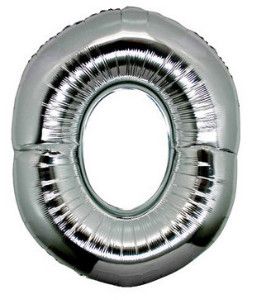 Фолиев балон цифра 0, сребърен - 102см