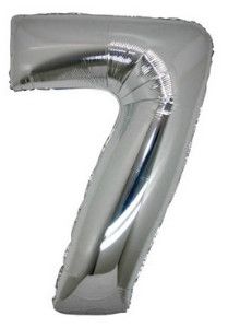 Фолиев балон цифра 7, сребърен - 102см