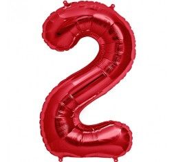 Фолиев балон цифра 2, червен - 80см