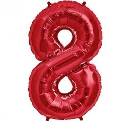 Фолиев балон цифра 8, червен - 80см