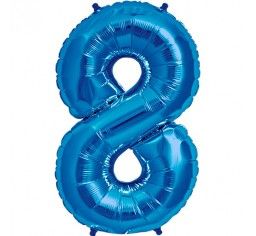 Фолиев балон цифра 8, син - 102см