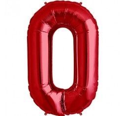 Фолиев балон цифра 0, червен - 102см