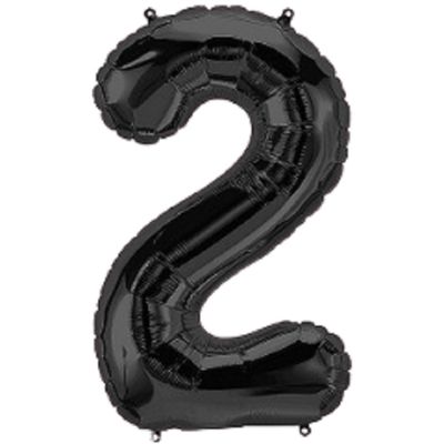 Фолиев балон цифра 2, черен - 102см