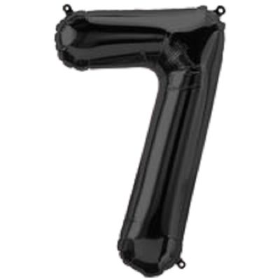 Фолиев балон цифра 7, черен - 102см