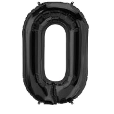 Фолиев балон цифра 0, черен - 80см