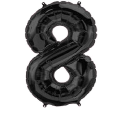 Фолиев балон цифра 8, черен - 80см