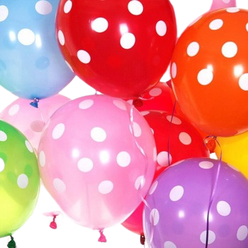 Балони пастел микс цветове на бели точки - 30см, 100бр.
