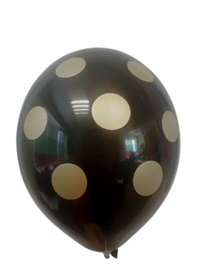 Черни балони с печат златни конфети, 30см, 100 бр.