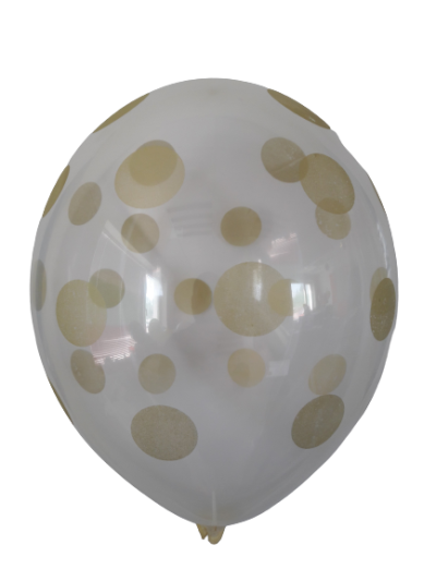 Балони кристал с печат златни конфети, 30см, 100 бр.