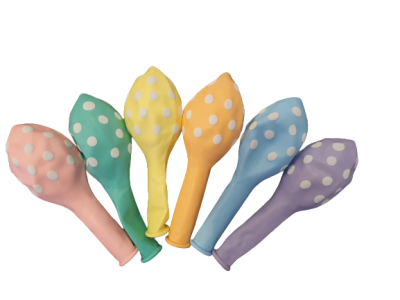 Балони пастел макарон с принт бели точки - 30см, 100бр., микс цветове