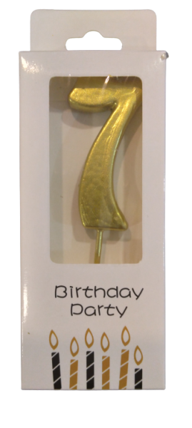 Свещичка металик злато цифра 7, 1 брой
