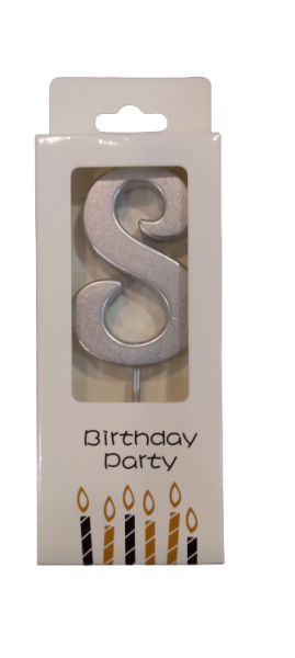 Свещичкa металик сребро цифра 8, 1 брой