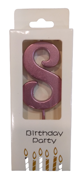 Свещичка металик розово злато цифра 8, 1 брой