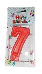 Свещичка червена цифра - №7, 1 брой