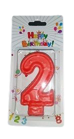 Свещичка червена цифра - №2, 1 брой