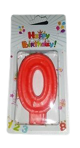 Свещичка червена цифра  - №0, 1 брой