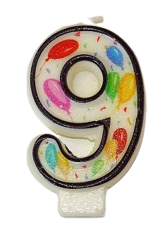 Свещичка цифра балончета двустранна 9, 1 брой