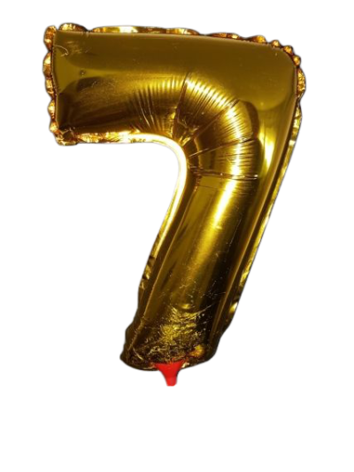 10 броя-Фолиев балон цифра 7, златен, с пръчка - 40см