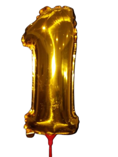 Фолиев балон цифра 1, златен, с пръчка - 40см