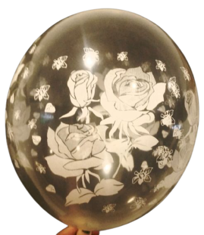 Прозрачни балони с печат рози - 30см, 100бр.