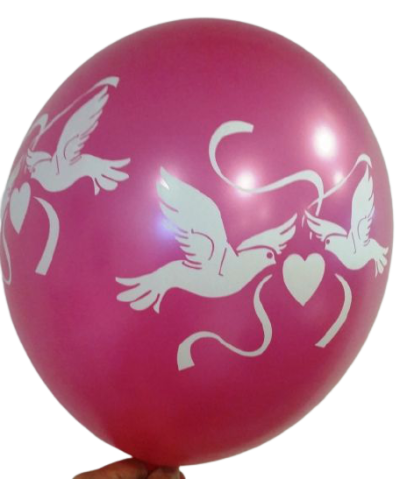 Балони с печат, Гълъби, 30см., четиристранен печат, 100бр.