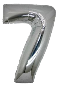 Фолиев балон цифра 7, сребърен - 80см