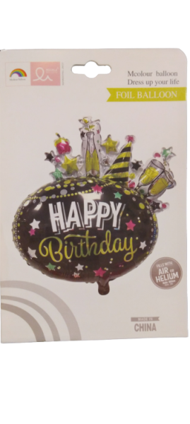 Балон фолио черен с обемни 3D парти фигури