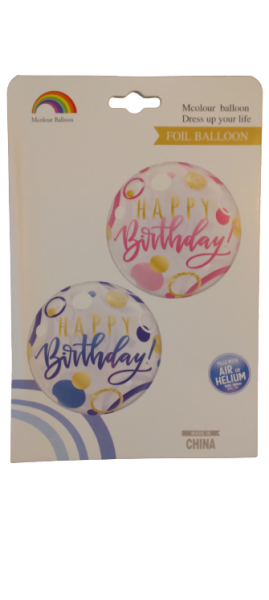 Балон фолио кръгъл розов 18инча / Happy Birthday!