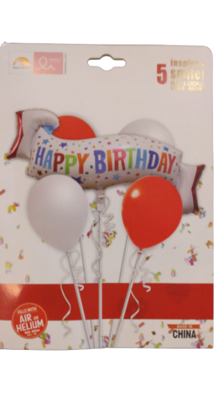 Комплект балони фолио и латекс с банер HAPPY BIRTHDAY /5 броя/