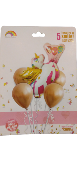 Комплект балони фолио и латекс еднорог /5 броя/