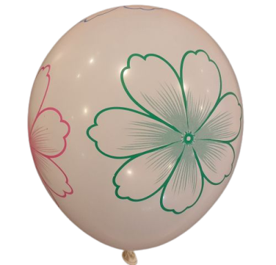 Балони с печат  Цветя , различни цветове на балоните, 30см., 100бр.