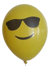 Балони Усмивка с очила, едностранен печат, 30см, 100бр., жълти