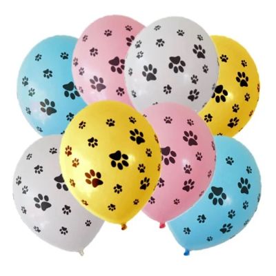 Балони с печат  Лапички, микс цветове, 26см, 10бр./пак.