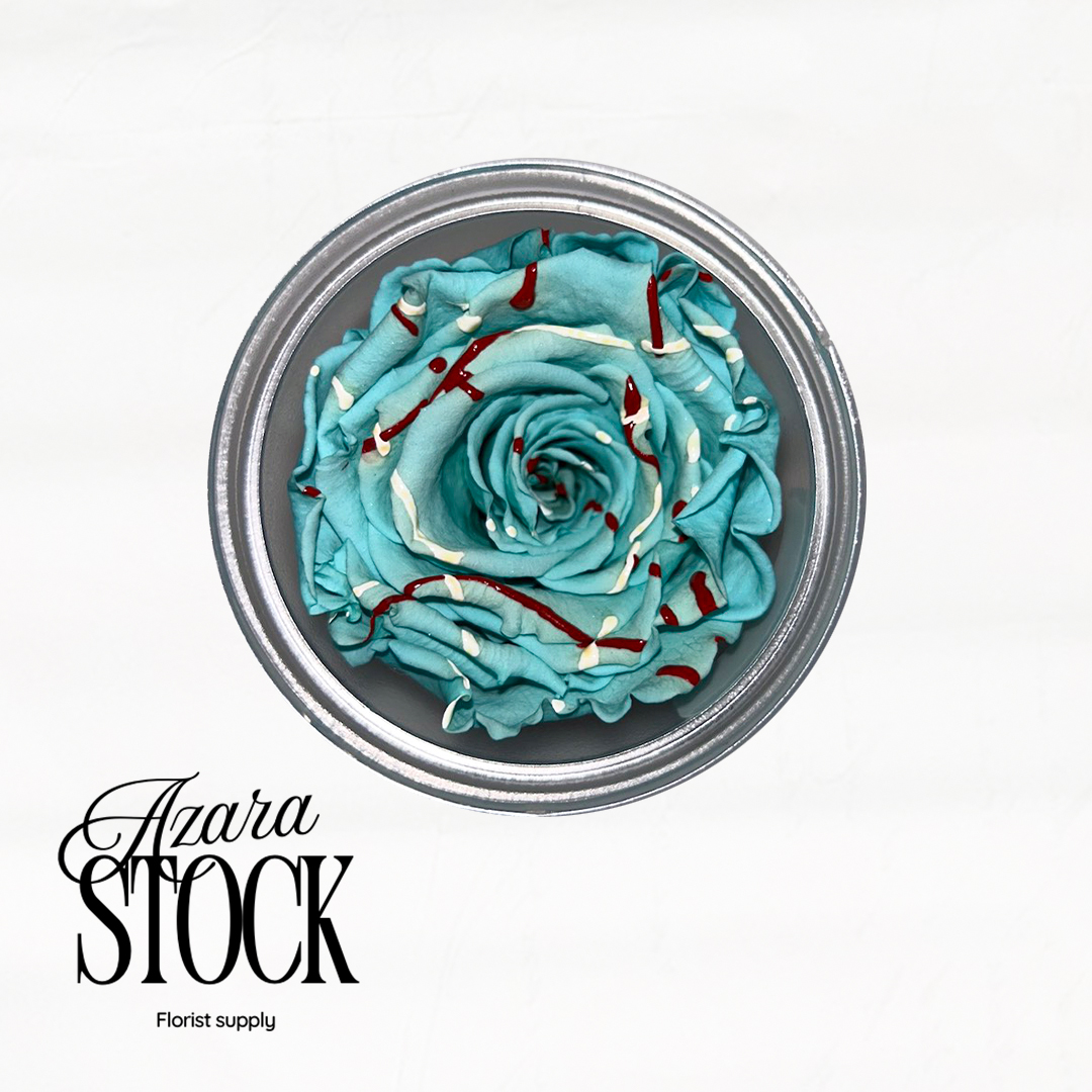 Вечна роза тюркоаз с пръски