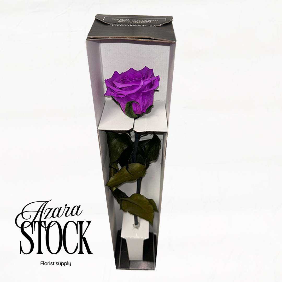 Вечна роза лилаво с дръжка