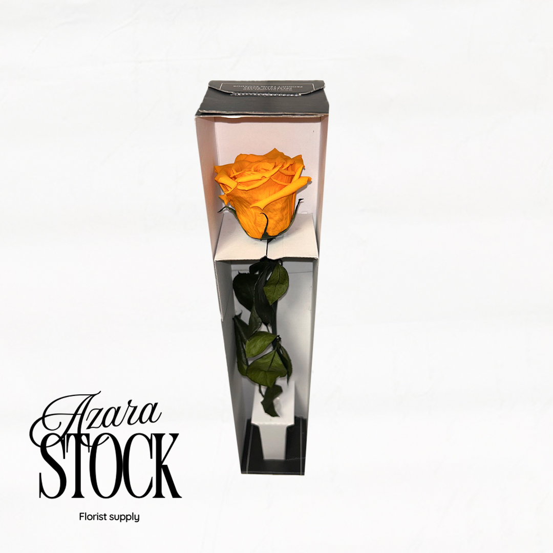 Вечна роза светло оранжево с дръжка