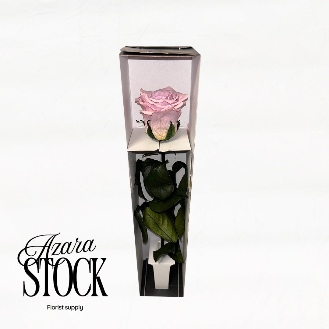 Вечна роза светло розово с дръжка