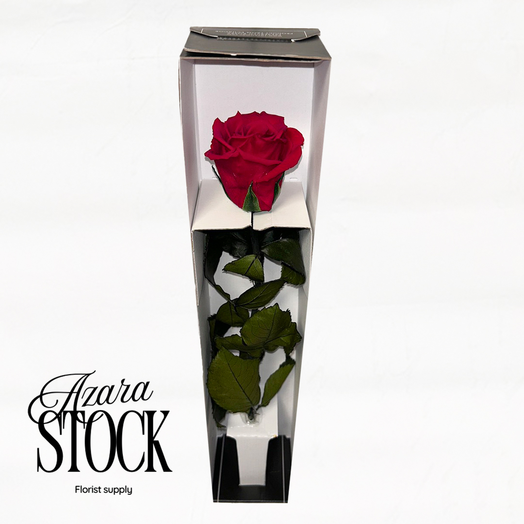 Вечна роза светло червено с дръжка