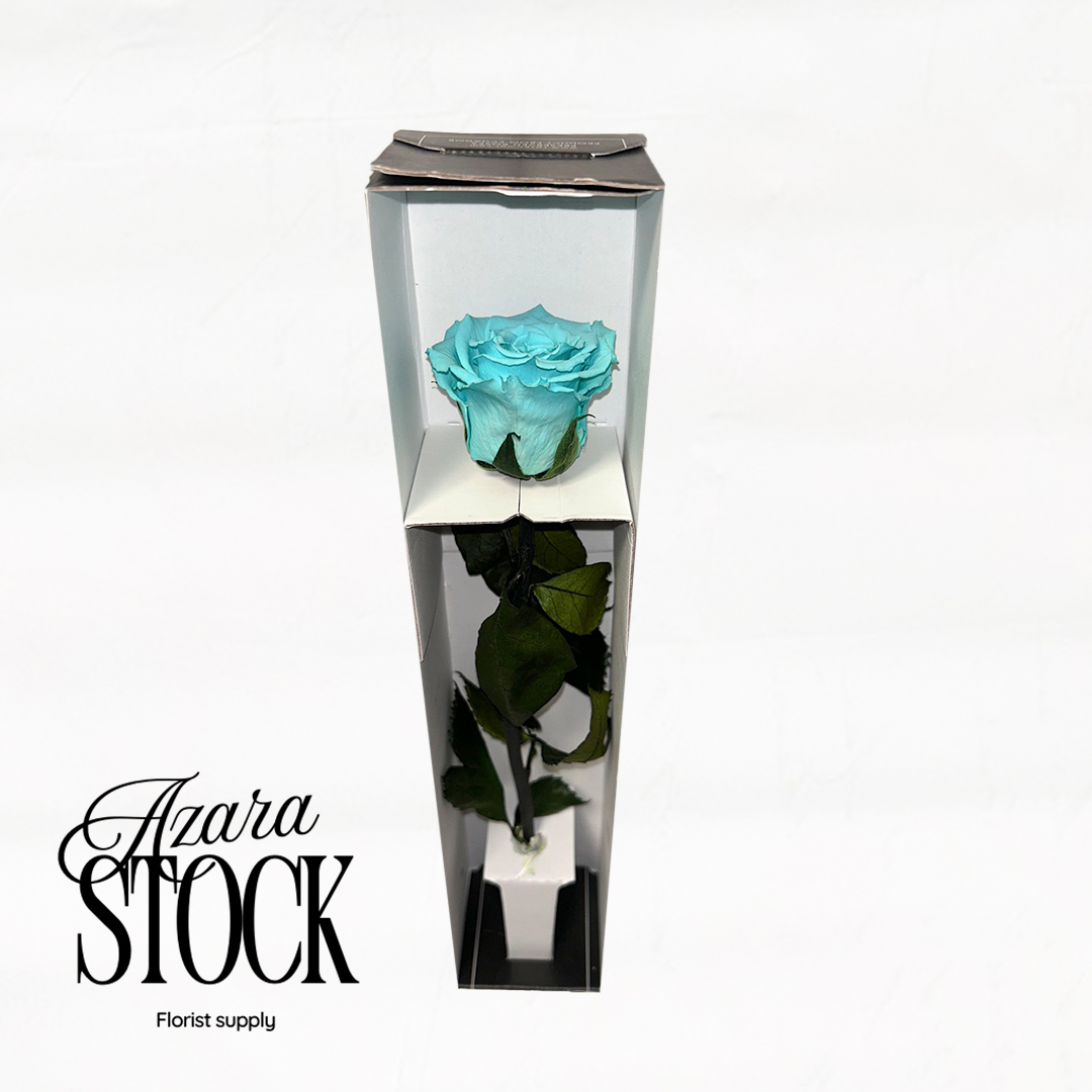 Вечна роза тюркоаз с дръжка